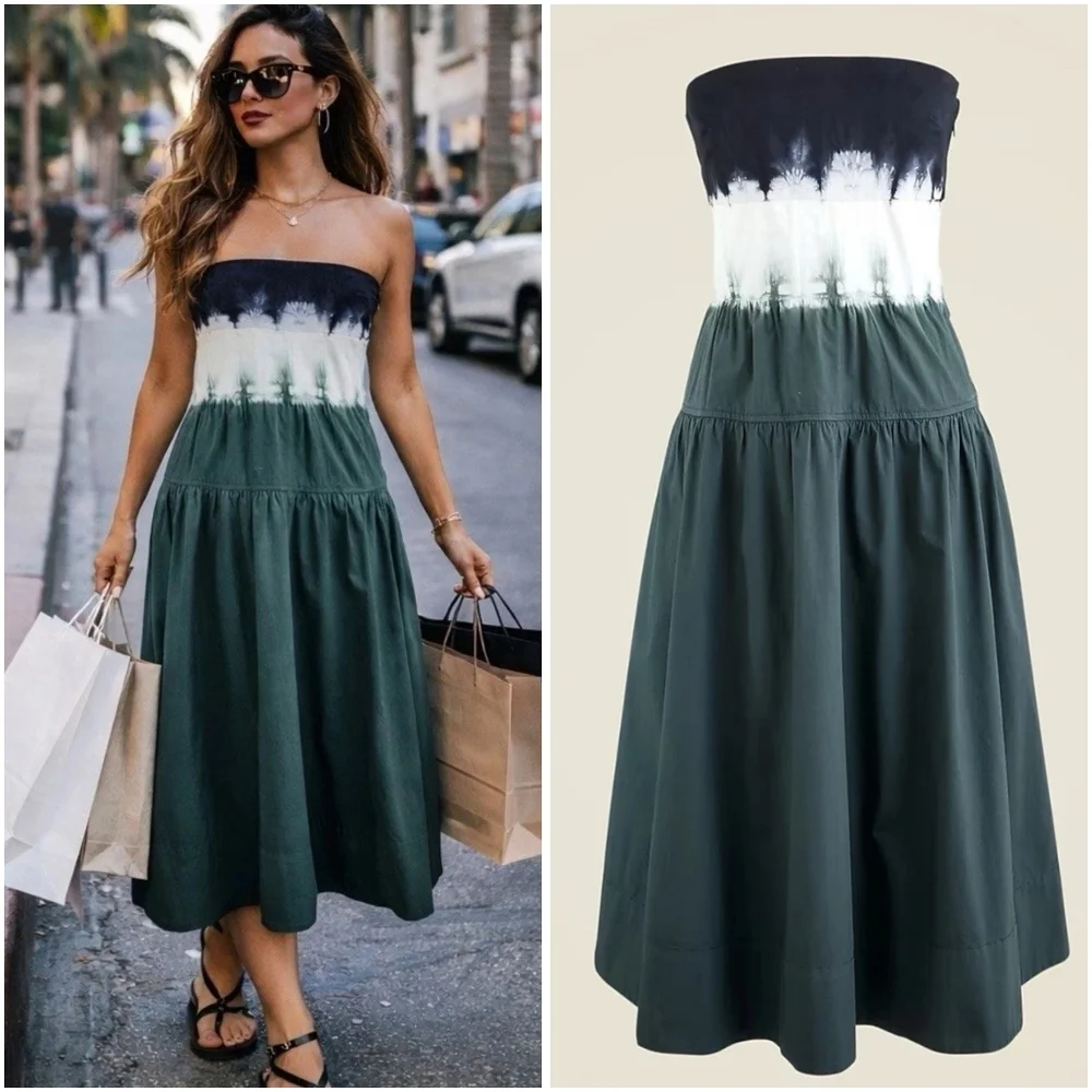 J.Crew Strapless Drop Waist Dip Dye Dress 2 NWT New